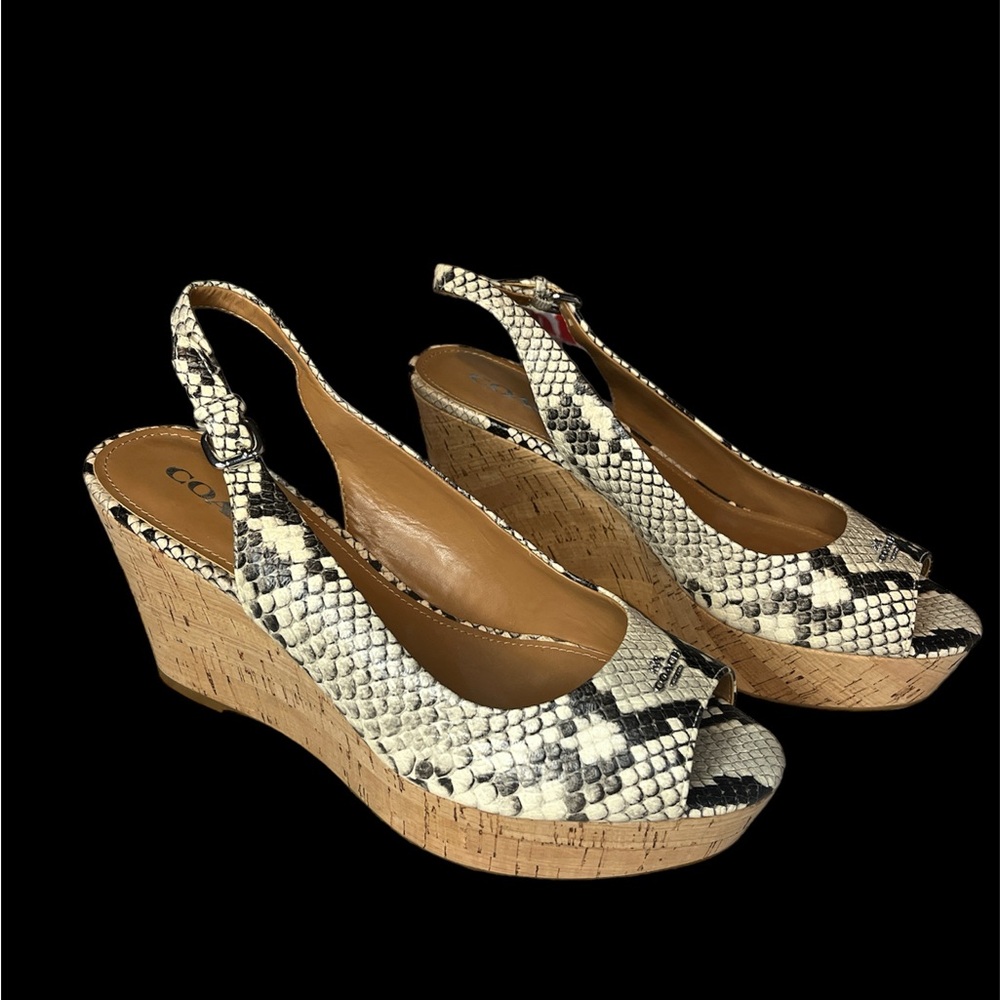 Coach Snake Print Wedge Sandals Women’s Size 10 - Gem